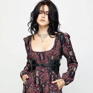 Dusturbia Hemlock Smocked Long Sleeve Jumpsuit